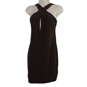 Boohoo Brown Bodycon Sheath Dress Women Size 12 Sleeveless Keyhole Partywear NEW